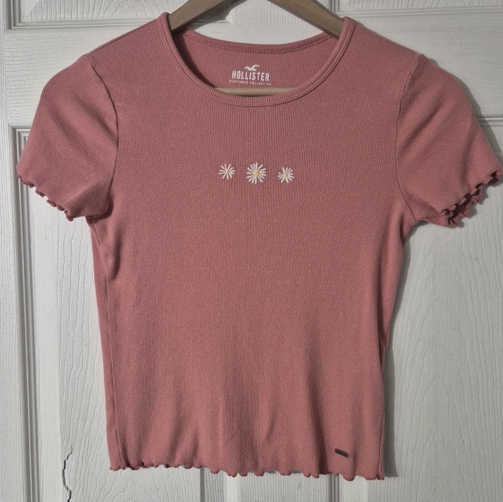 Women's Hollister Short Sleeve Top with Floral Detail Sz XS